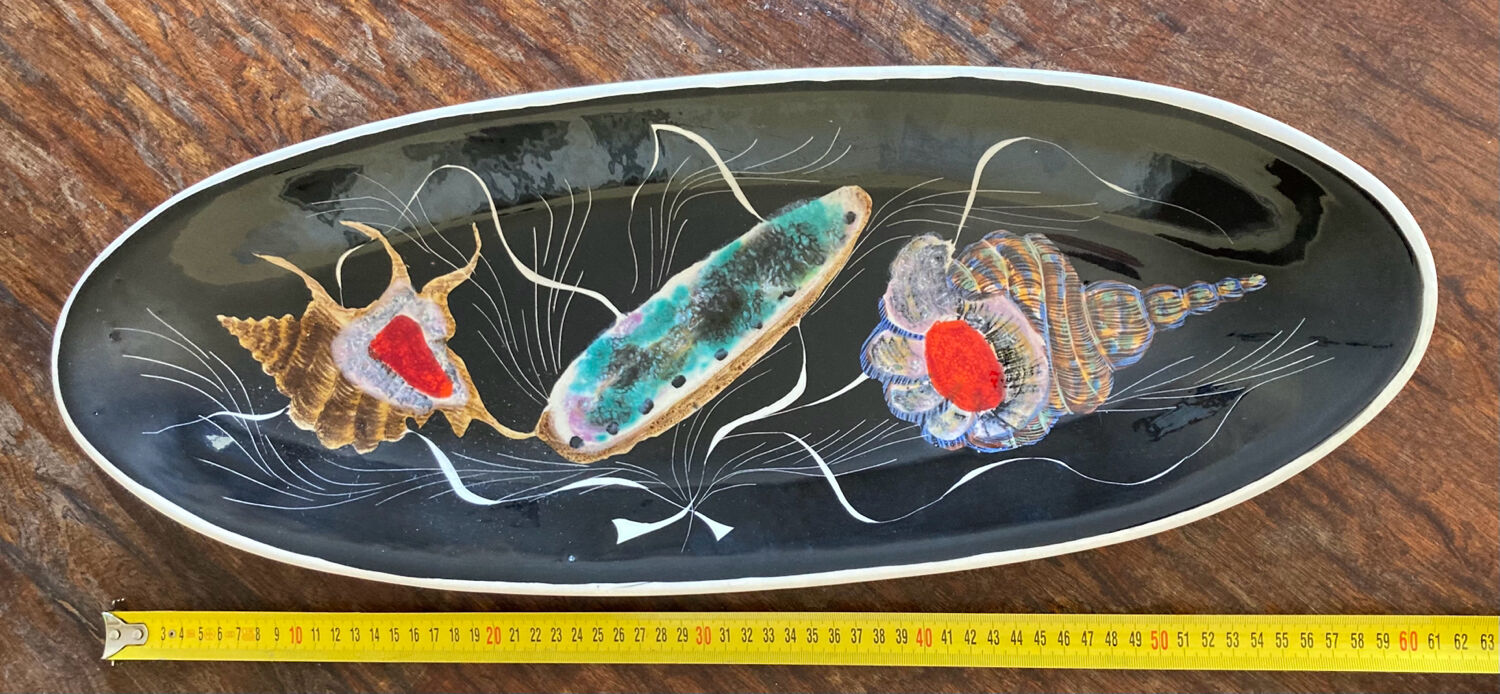 Obongue table dish decorative service 50s Quimper Le Pemp Bastian