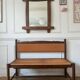 Banc provençal bois et paille rustique