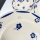 Set of 6 dessert plates, semi-porcelain Badonviller, blue flower pattern, early 20th century.