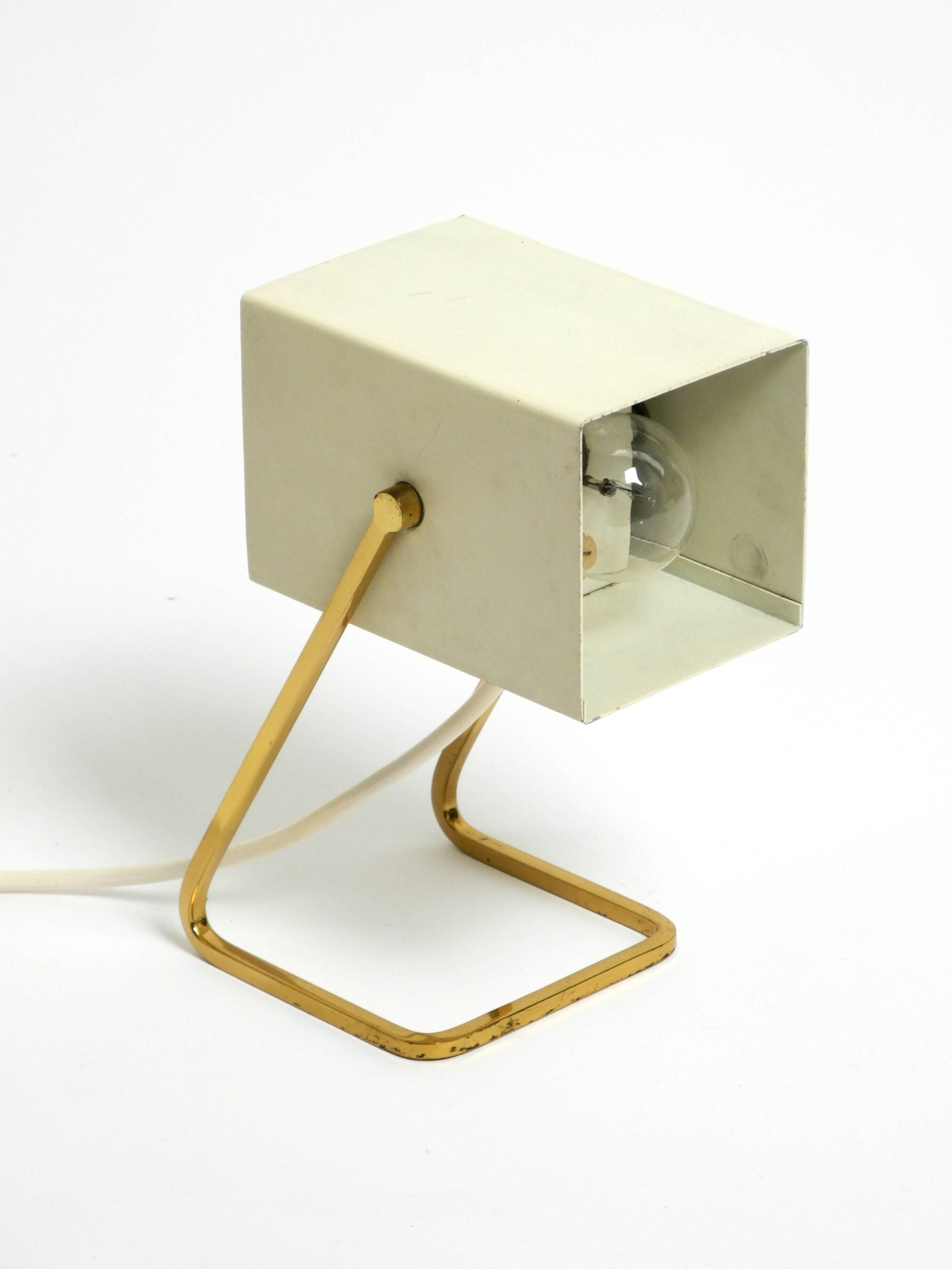 Great Mid Century metal bedside lamp with brass base by Kaiser Leuchten
