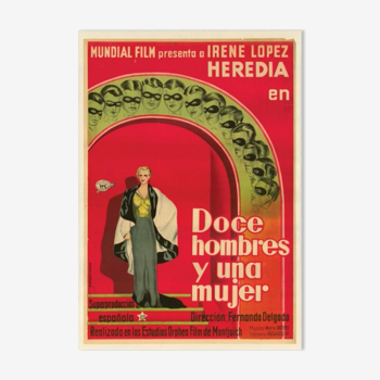 Old poster of the movie Doce hombres y una mujer