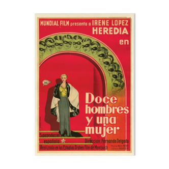 Affiche ancienne de cinéma Doce hombres y una mujer