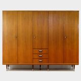 Vintage mid century modern Scandinavian 5-door wardrobe in teak, 1960s