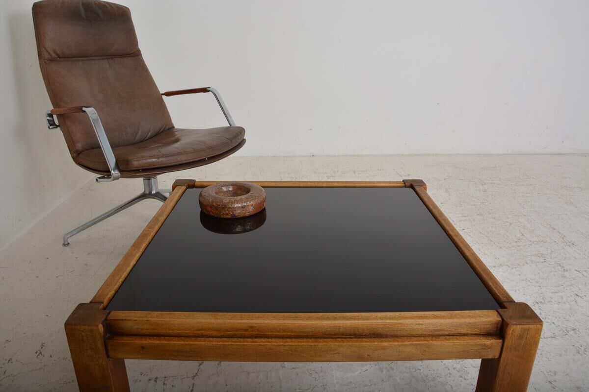 Coffee table 60s, opaline and wood