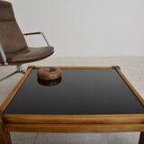 Coffee table 60s, opaline and wood