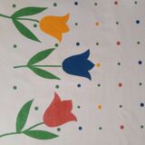 Nappe rectangulaire motifs tulipes pur coton vintage