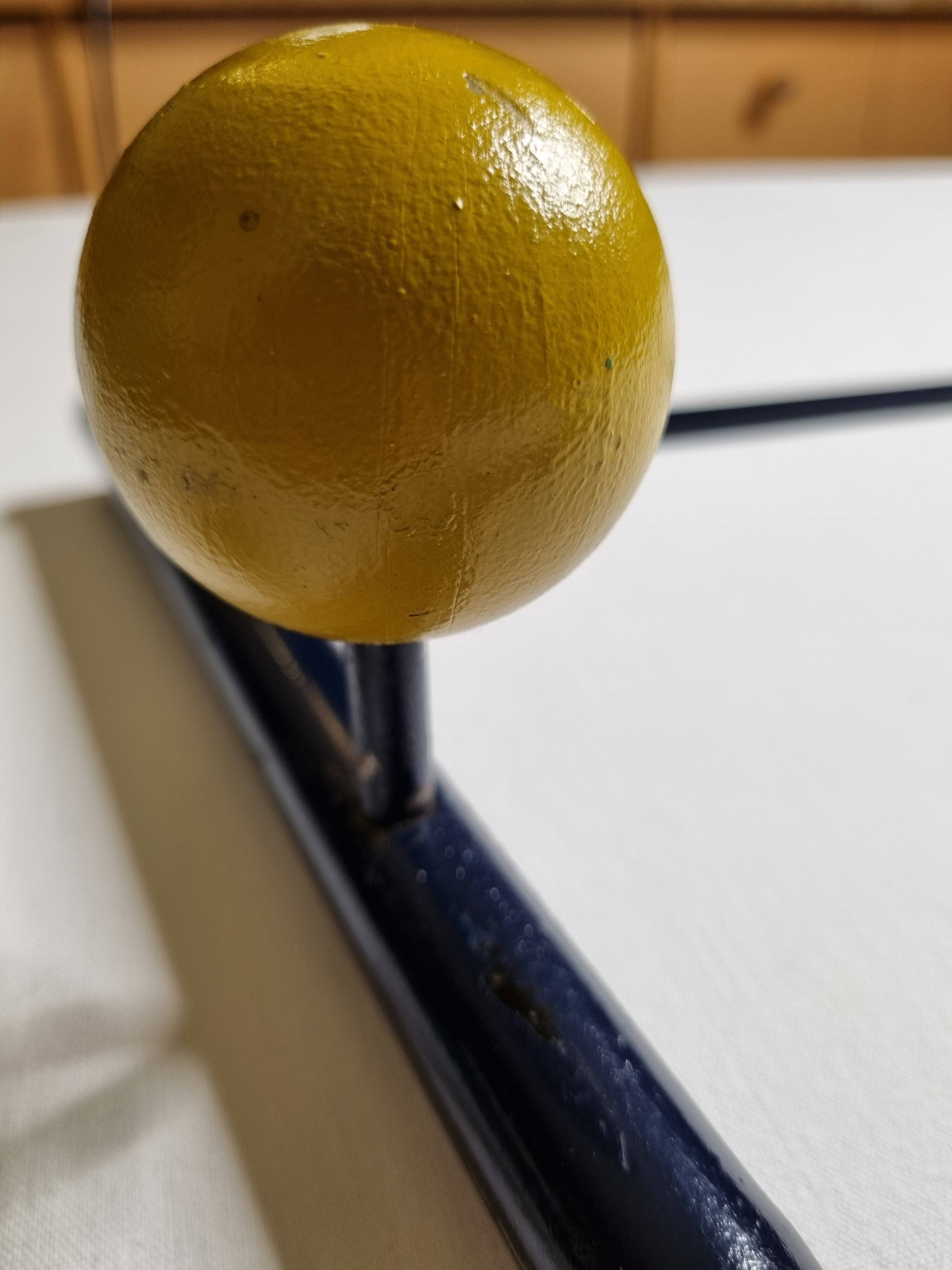 Vintage coat rack in metal and wood, 5 hooks, 74 cm