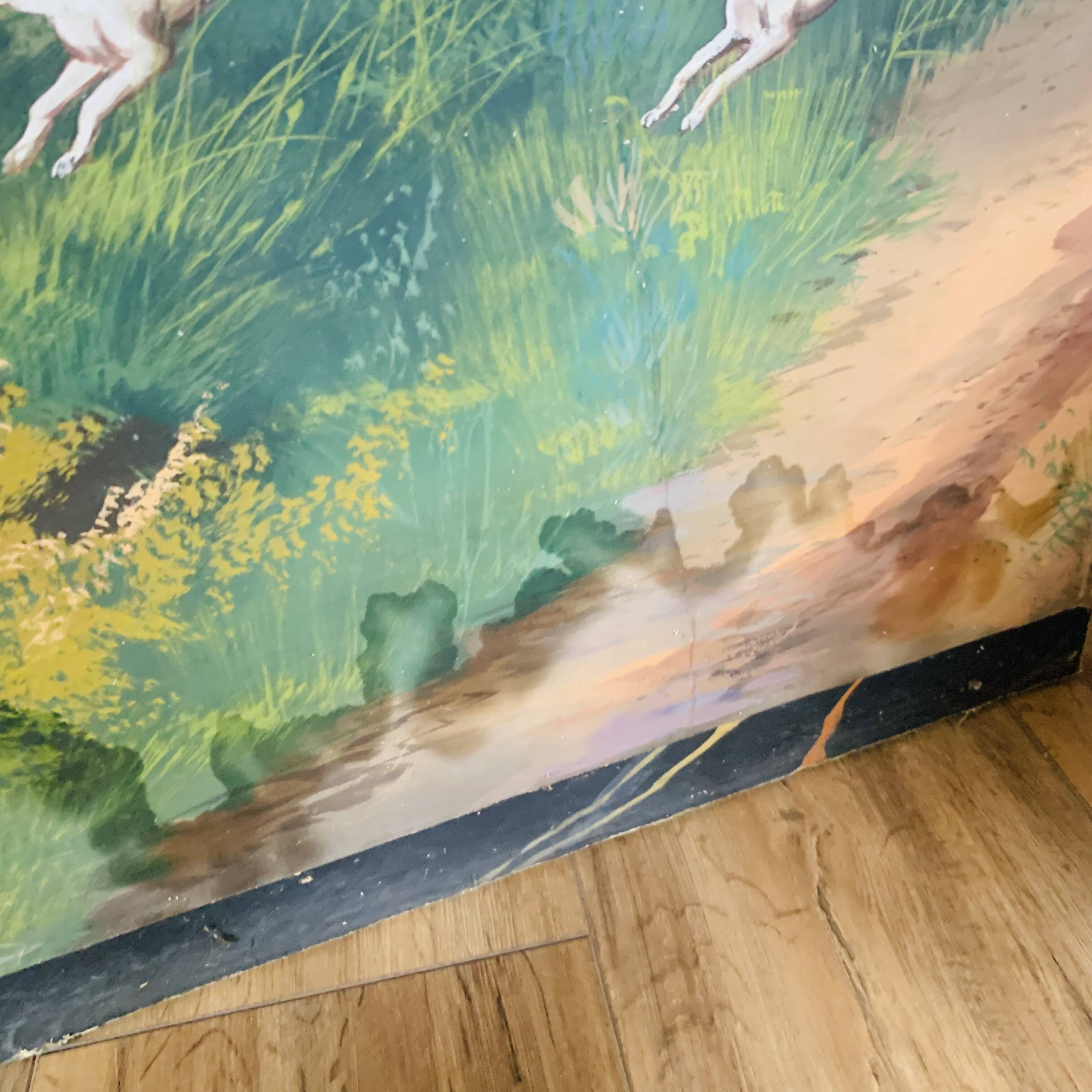 Screen made of painted canvas