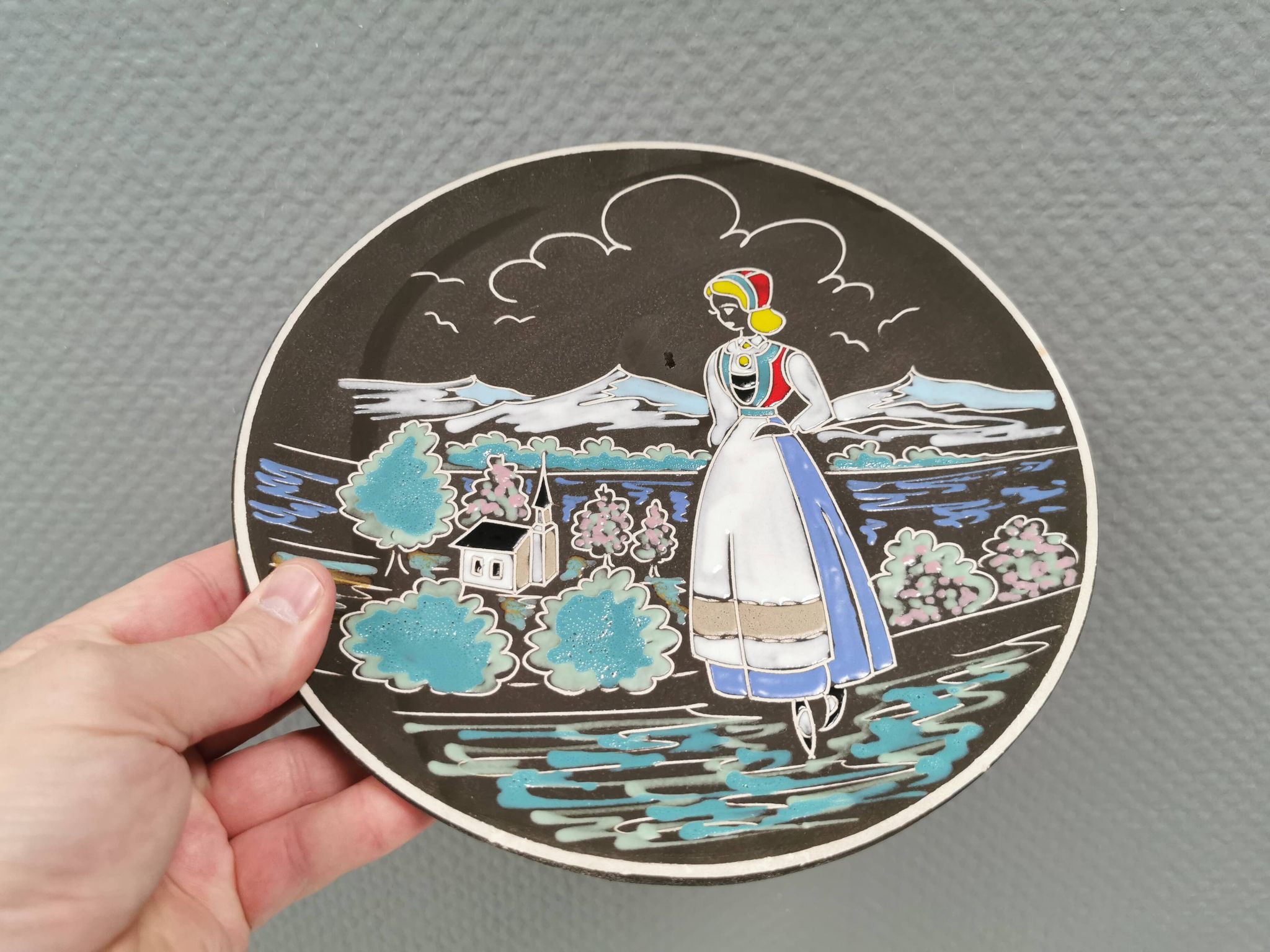 Ceramic Wall Plate by Arnold Wiig Factories (AWF) Norway 1950s
