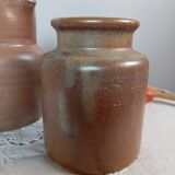 Duo of stoneware ceramic, pitcher and pot, vintage