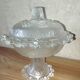 Bonbonnière sur pied en verre moulé – Décor texturé vintage