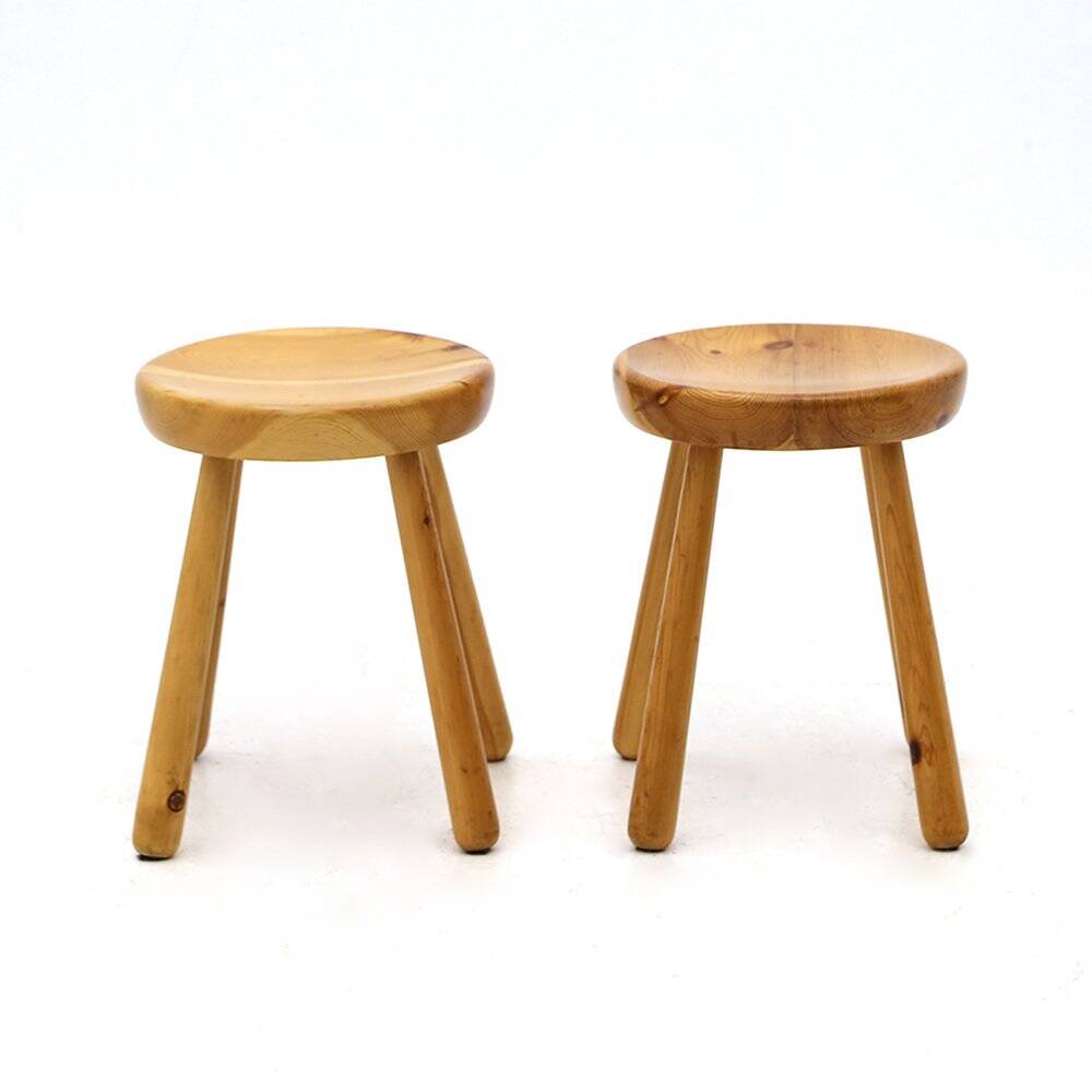 Solid pine stool, 1960s