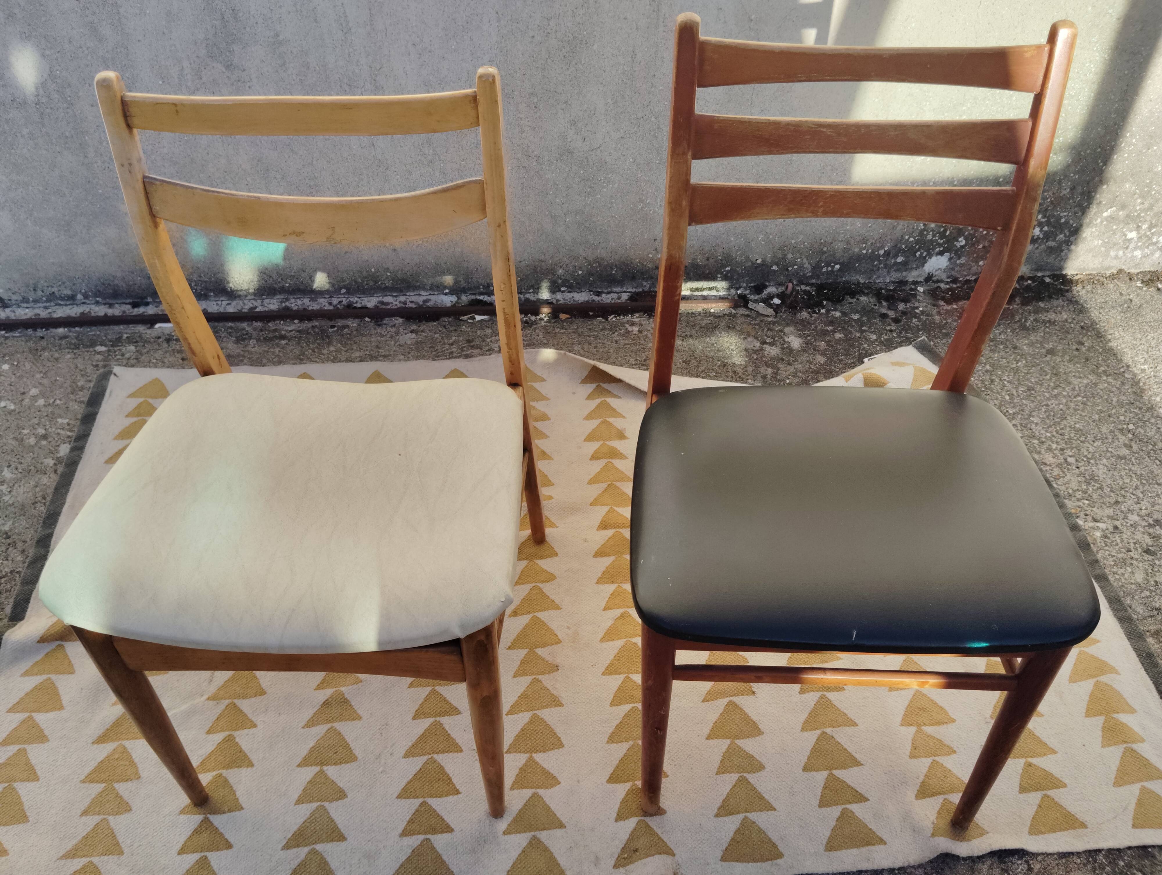 Set 6 chaises vintage scandinave dépareillées