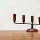 Teak candlestick in mid-century Danish string style, 1960s.