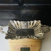 St Louis XV style letter tray, empty pocket, 20th century, in repoussé metal.