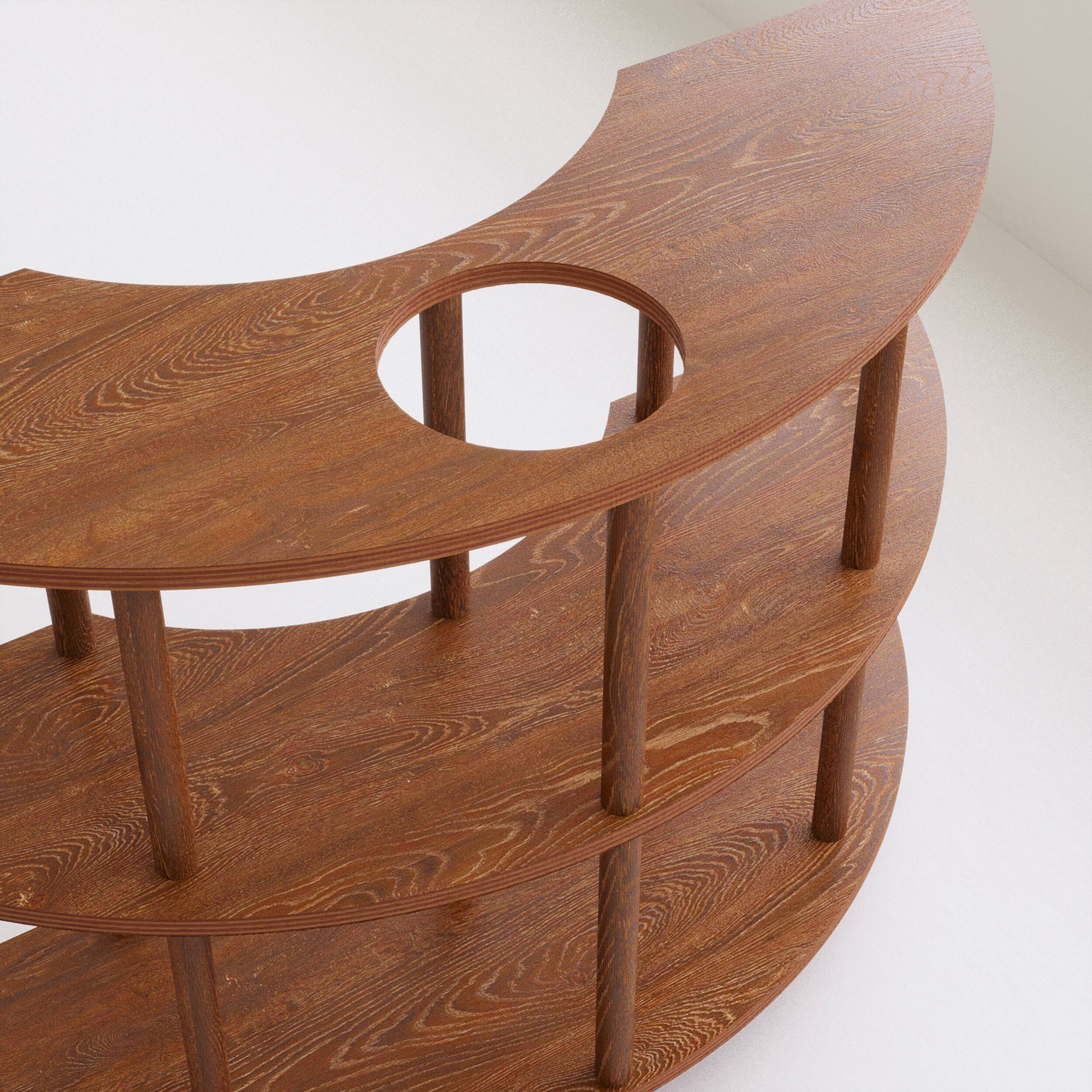 Bibliothèque contemporaine en bois faite à la main