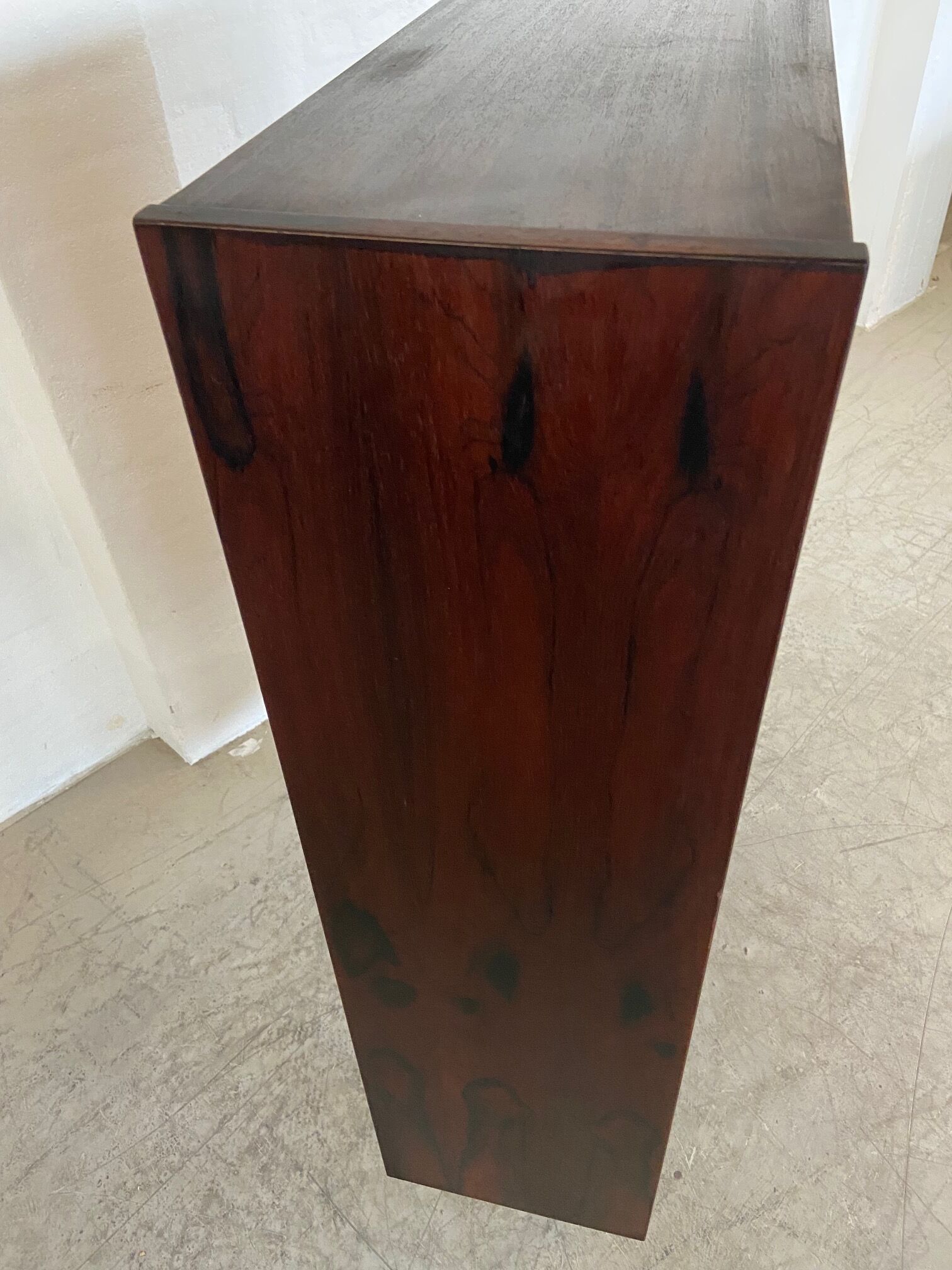 Danish retro vintage library in rosewood with sliding doors from the 1960s.