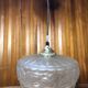 Old Transparent Molded Glass Pendant Lamp + Vintage Brass Support