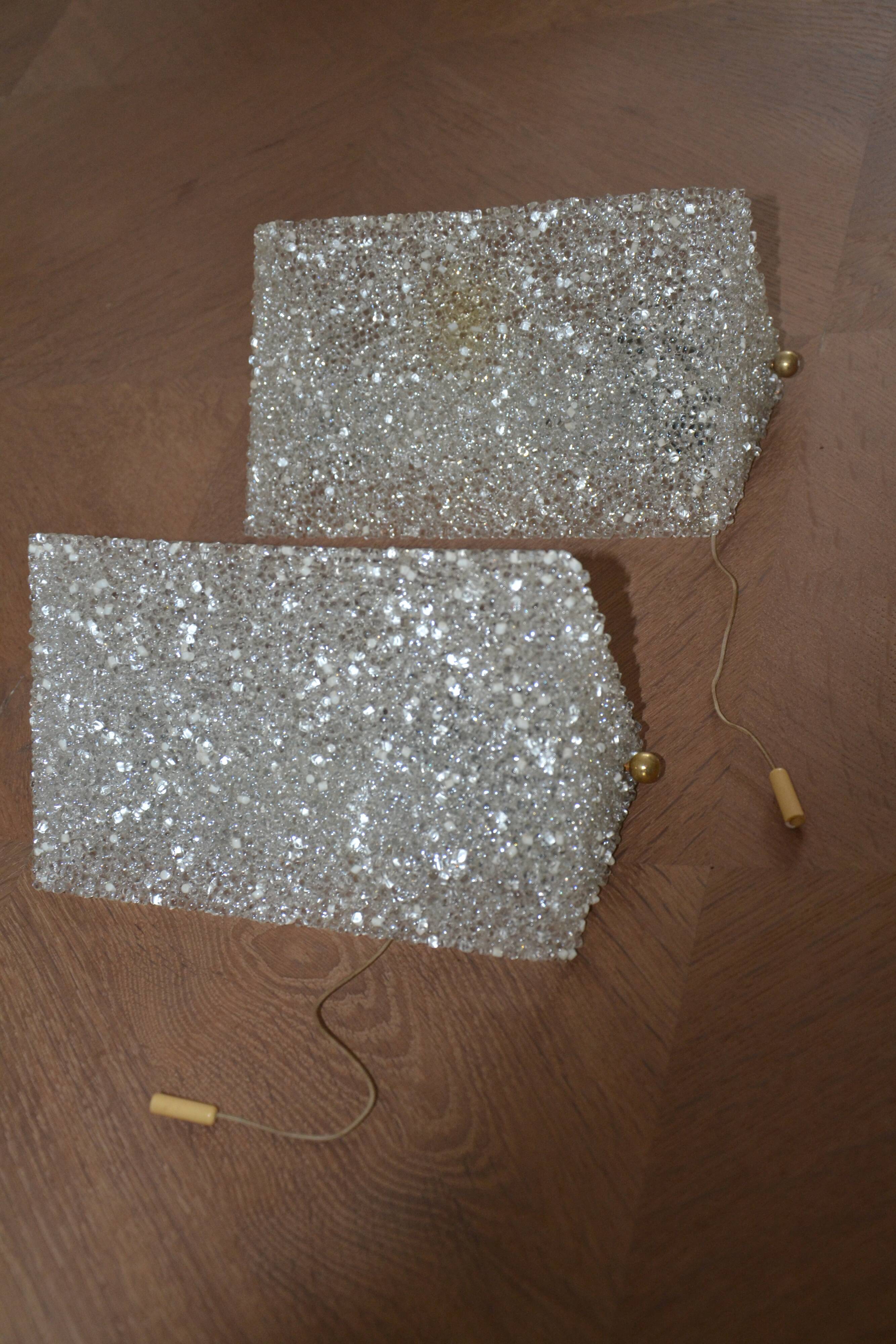 2 wall sconces in perspex, 1950s-60s
