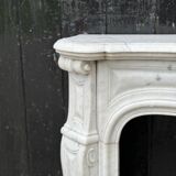 Louis XV style fireplace in white Carrara marble circa 1880