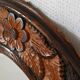 Round vintage carved wooden mirror