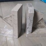Art Deco marble bookends in café au lait from the 1930s