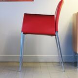 Set of 4 Zanotta armchairs in red leather
