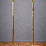 Maison Roméo – Pair of large floor lamps, circa 1970 (B) Lucite and gilded bronze