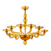 Italian Contemporary Amber Murano Style Glass Chandelier