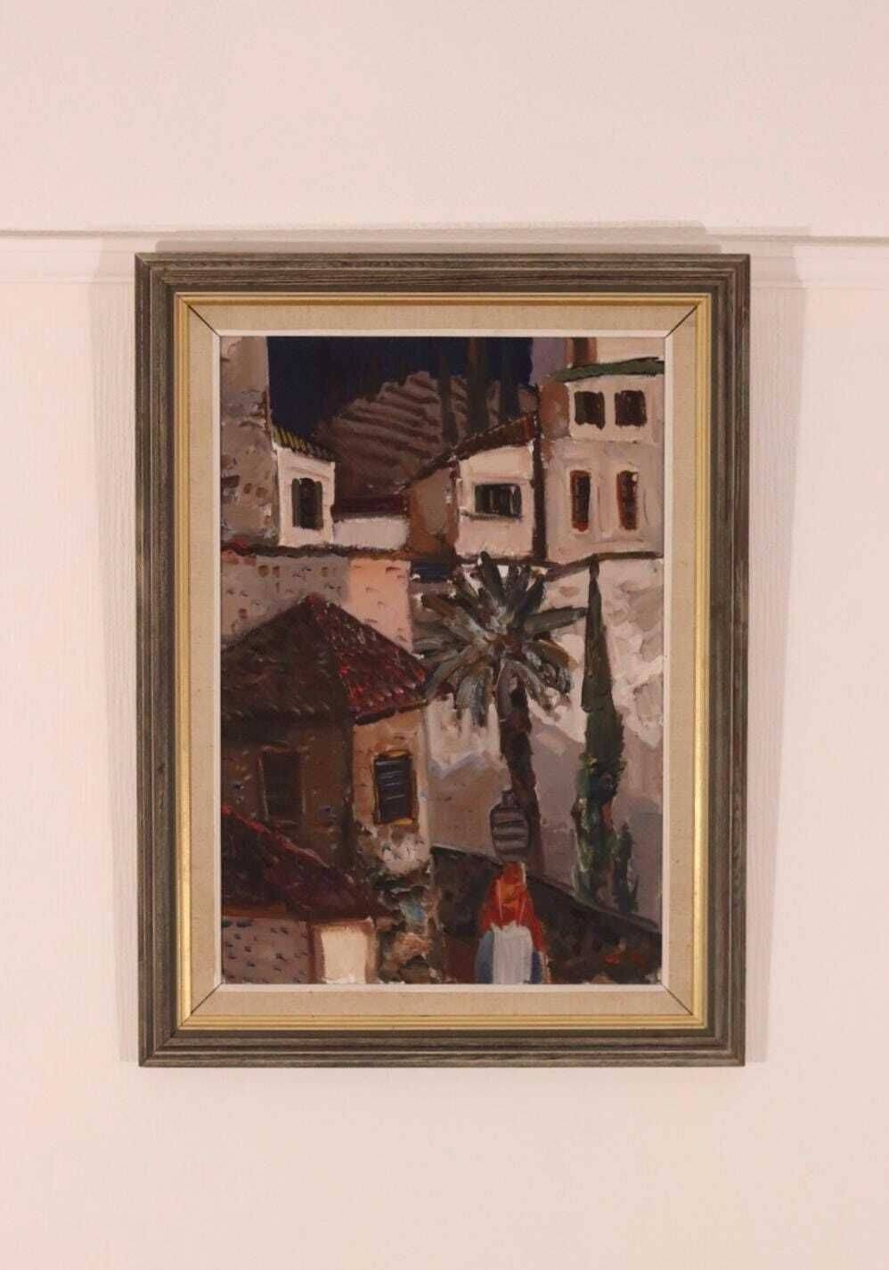 Swedish Oil on Canvas – “Southern Street” by Eric Lo – Vintage