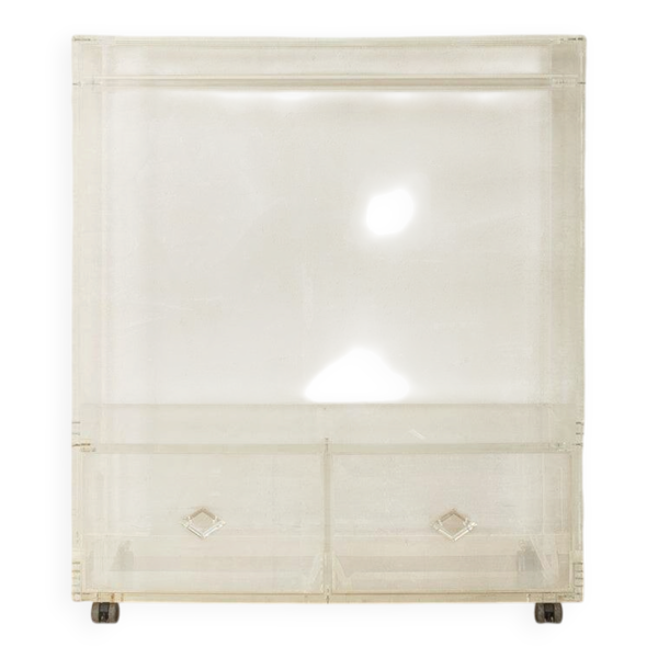 Commode minimaliste des années 1980, en verre acrylique, pièce unique.