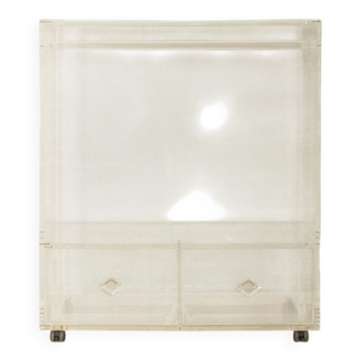 Minimalist chest of drawers from the 1980s, acrylic glass, unique piece