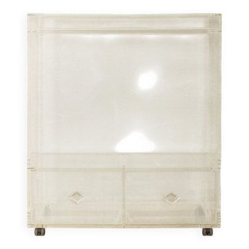 Minimalist chest of drawers from the 1980s, acrylic glass, unique piece