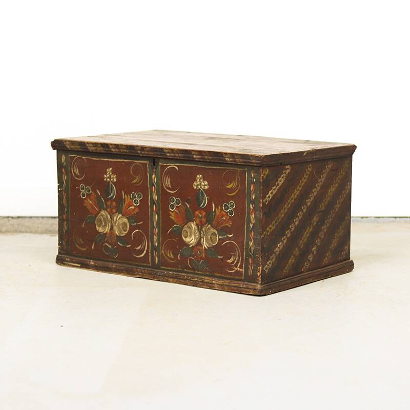 Folk art painted wedding chest