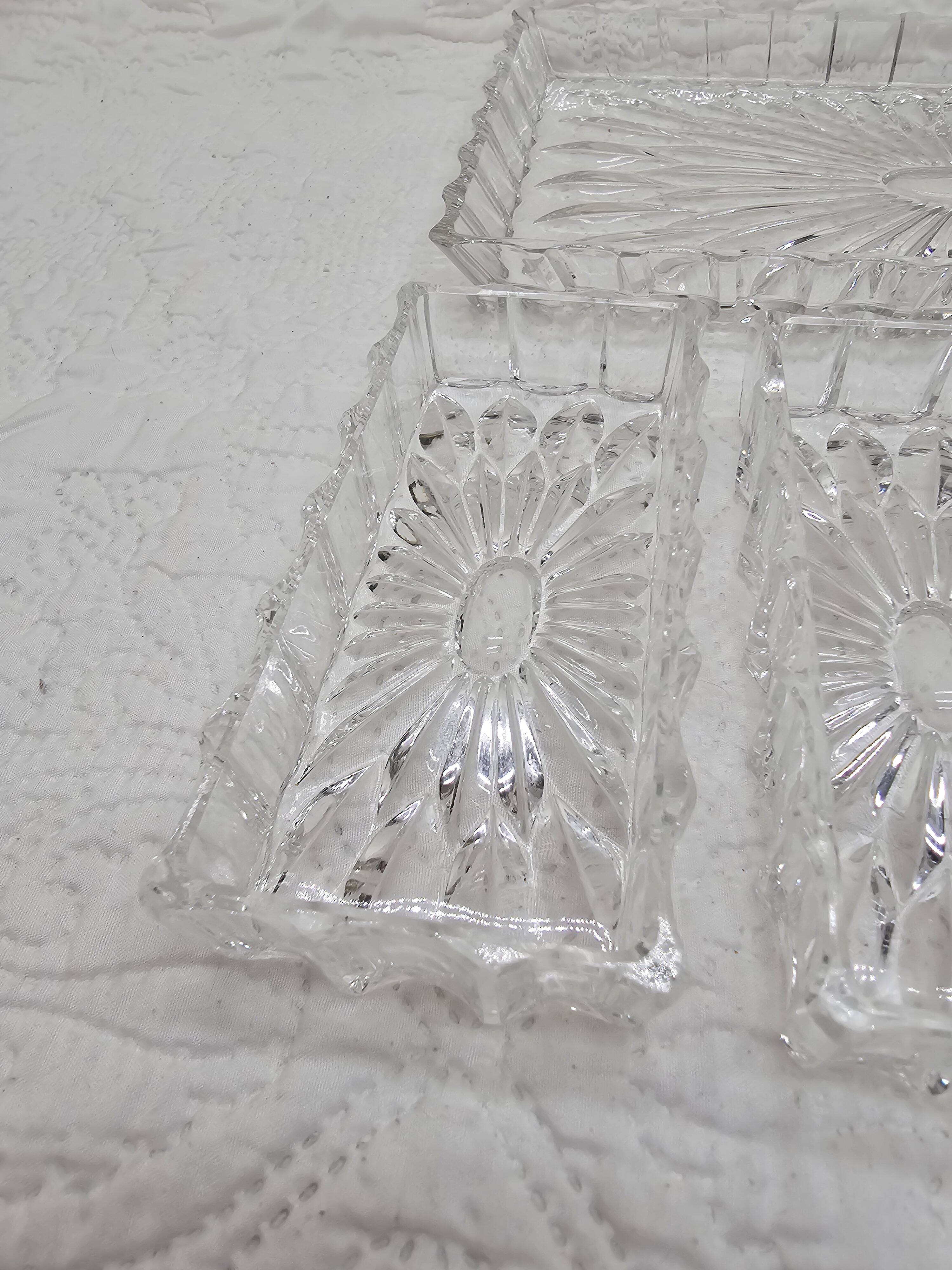 Antique compartmentalized dish in Art Deco crystal