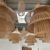Rattan pendant lamp or light in the shape of an Asian lantern
