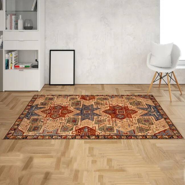 Ethnic rug red beige OTTO - Wool