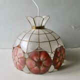 Lustre en nacre coquillages et laiton des années 60