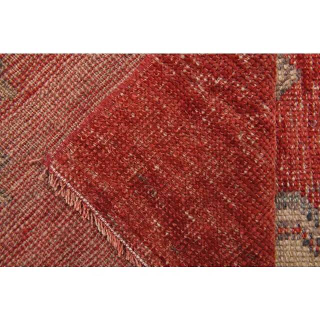 1970s Turkish Hand-Knotted Wool Cotton Red Runner Rug 104x260