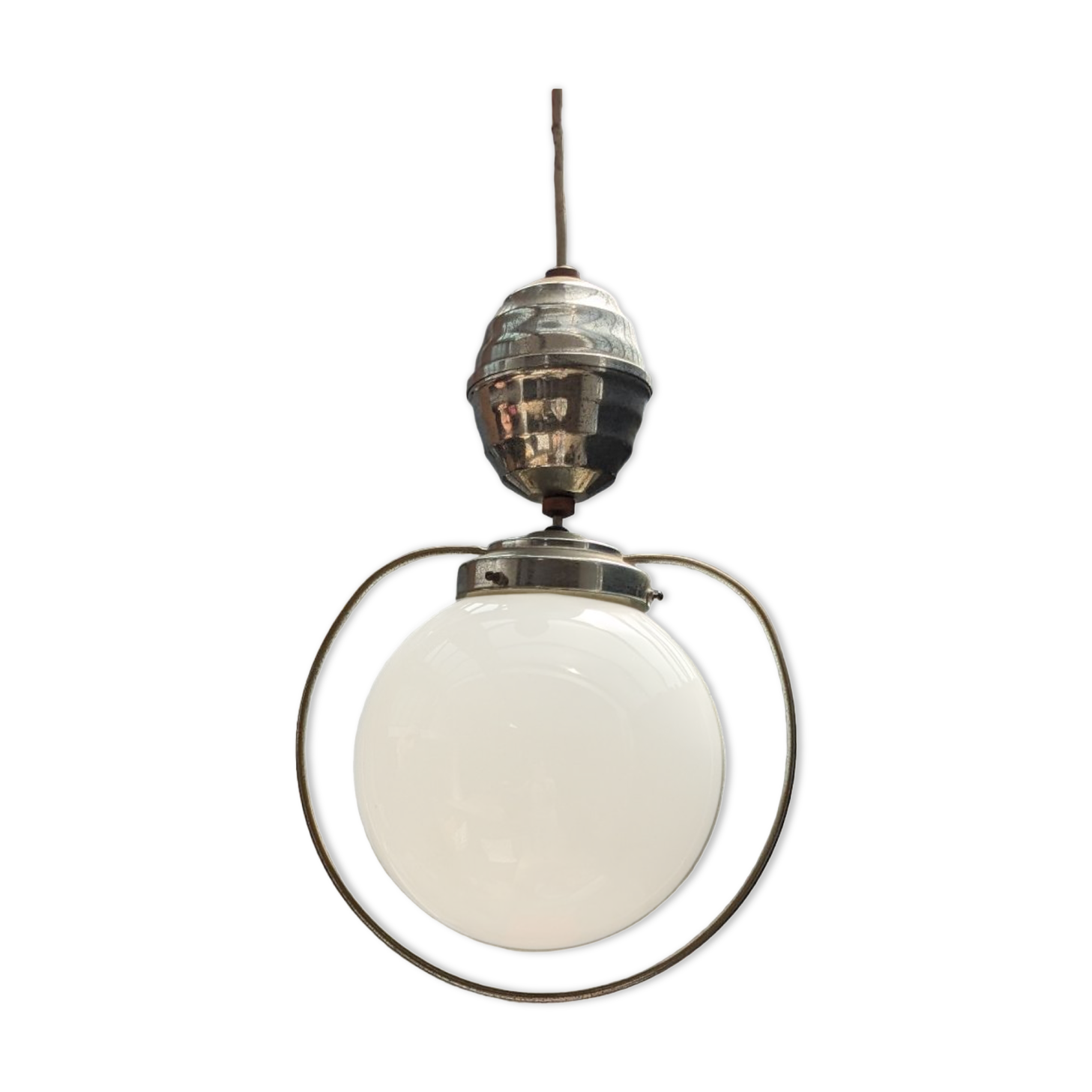 Opaline ball lamp adjustable ceiling light, 50's
