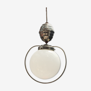 Opaline ball lamp adjustable ceiling light, 50's