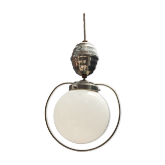 Opaline ball lamp adjustable ceiling light, 50's