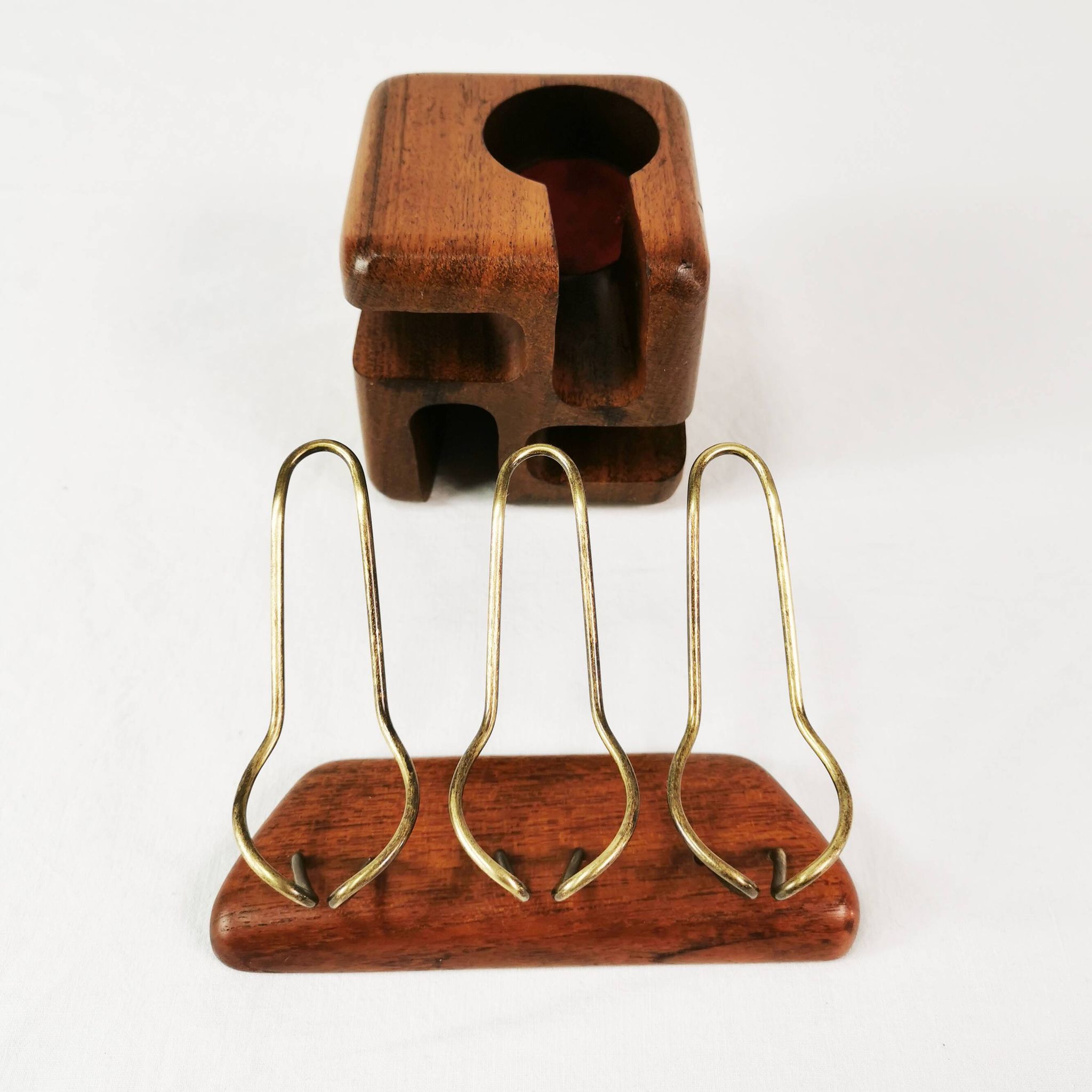Mid century teak pipe stands, Sweden, 1960s.