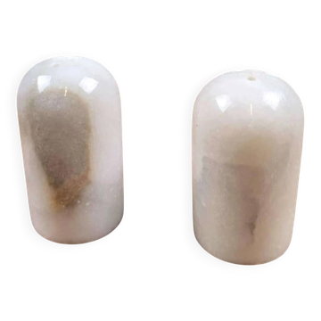 Natural marble salt and pepper shaker set – Vintage table duo