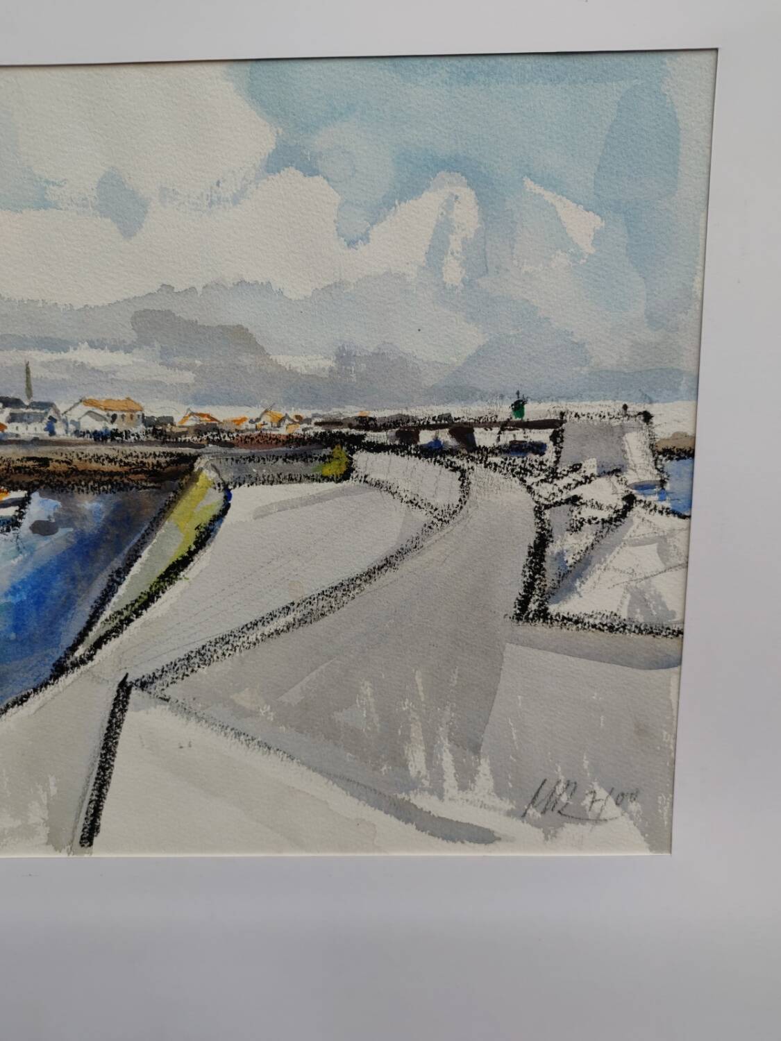 Watercolour by Michel Roubille. The island of Yeu 2000.