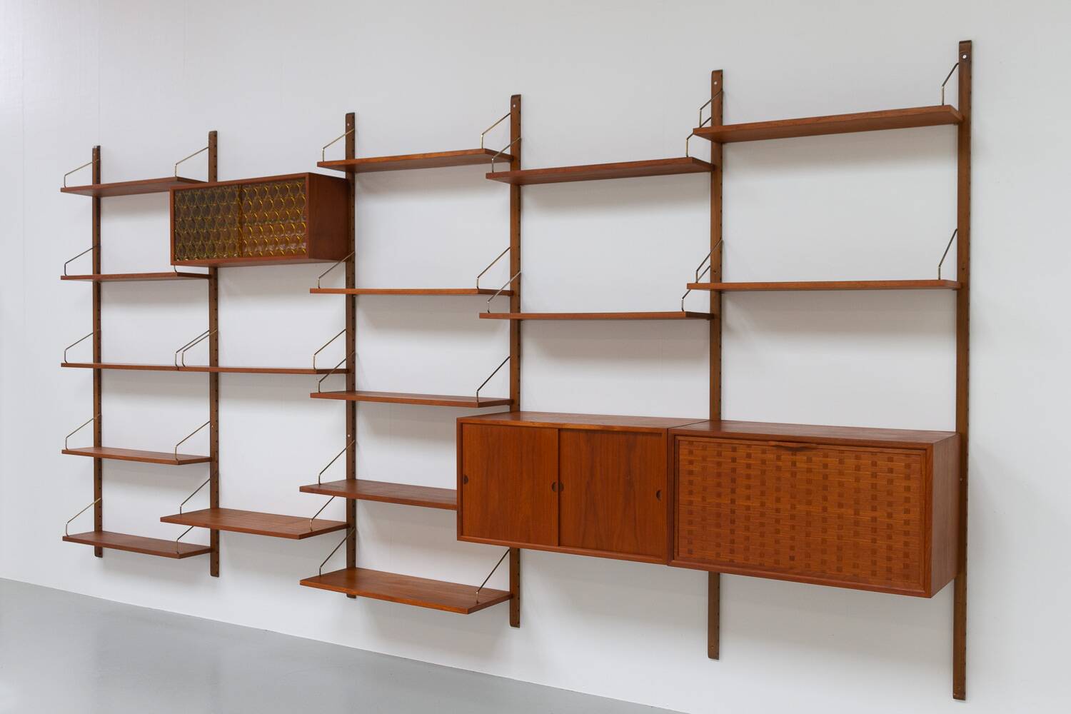 Danish Modern 5-Bay Modular Teak Wall Unit by Poul Cadovius for Cado, 1950s
