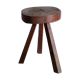Tabouret tripode brutaliste en chêne massif mid. XXème