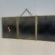 Vintage 1900 triptych mirror, golden barber woman - 27 x 67 cm