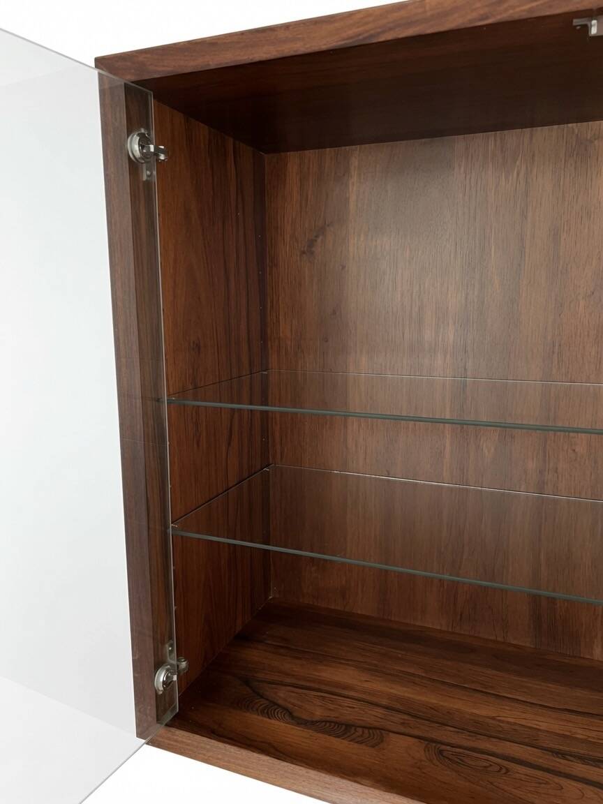 Poul Cadovius Wall Mounted Glass Cabinet By CADO, 1960s.