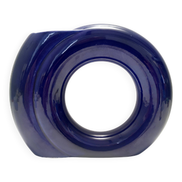Vintage Blue Glazed Ceramic Vase by Pietro Arosio for Parravicini, Italy, 1